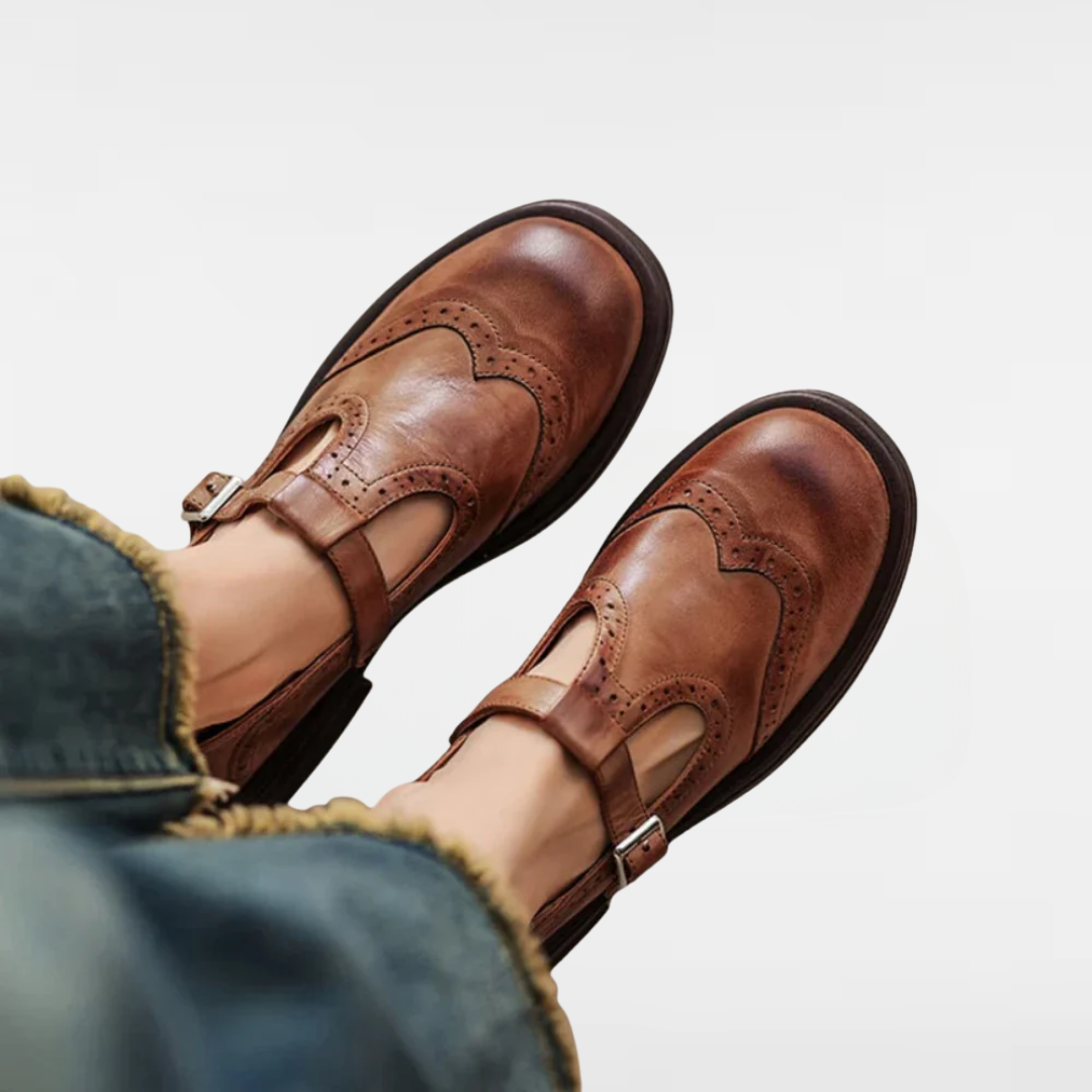 Orvex | Mary Jane Shoes Leather | Strap Buckle Brogue