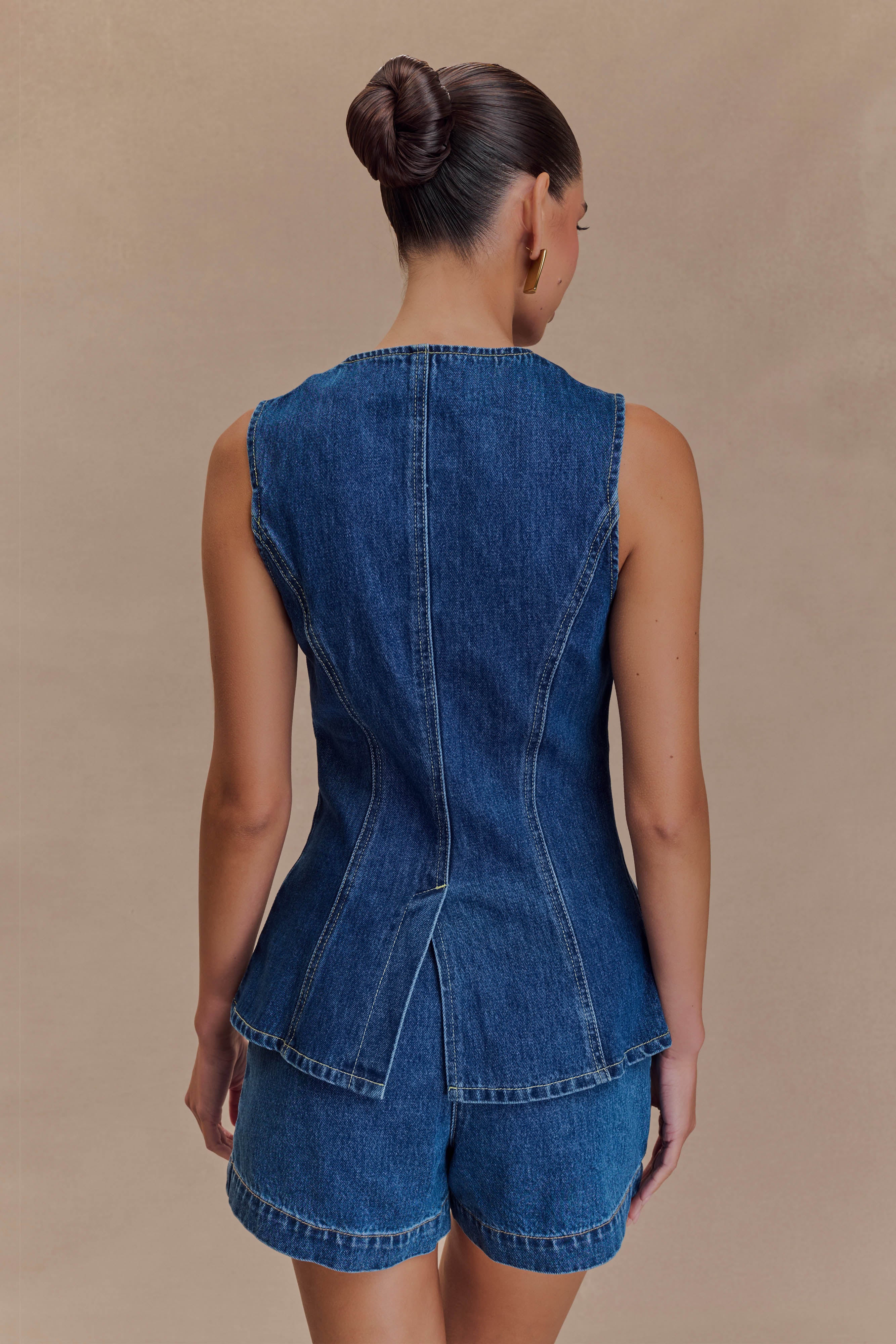 Shorts in Denim — High Waist Wide Leg Fit with Clean Tailored Finish for Women