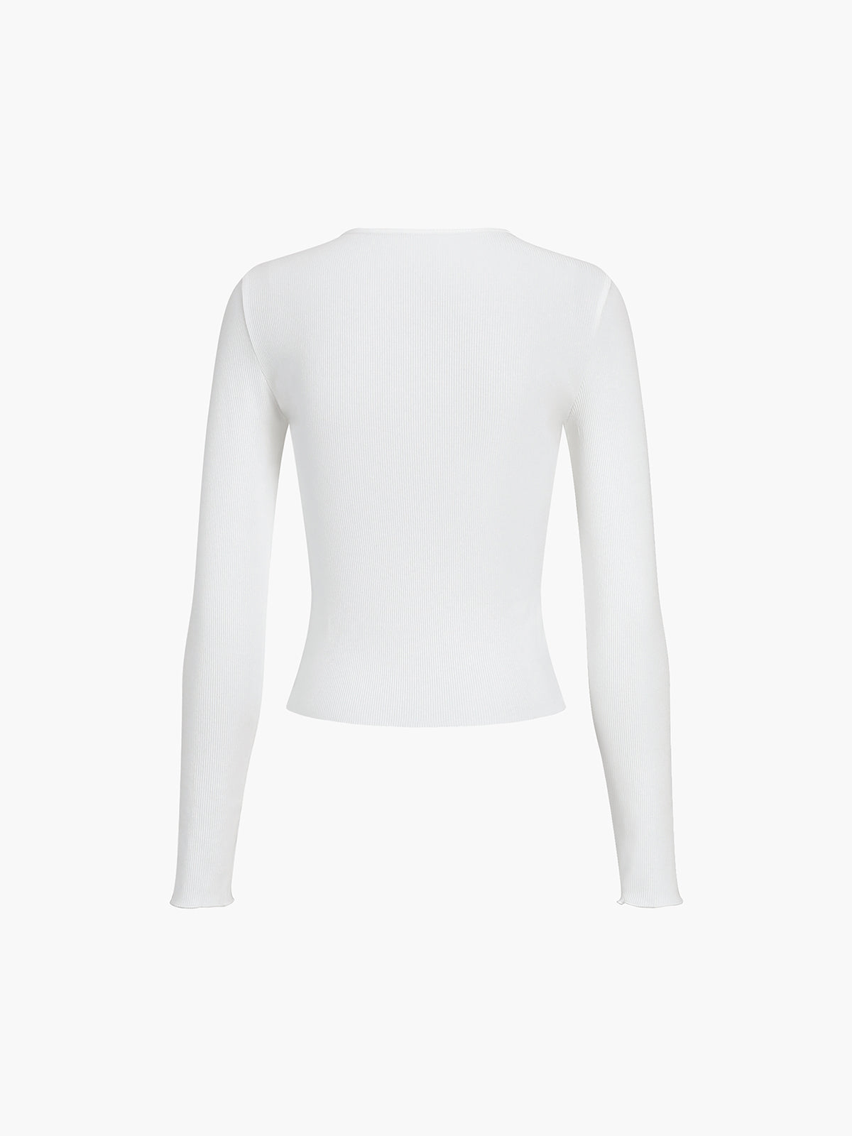 Top in Ribbed Knit — Slim Fit Long Sleeve Henley with Button Placket for Everyday Wear
