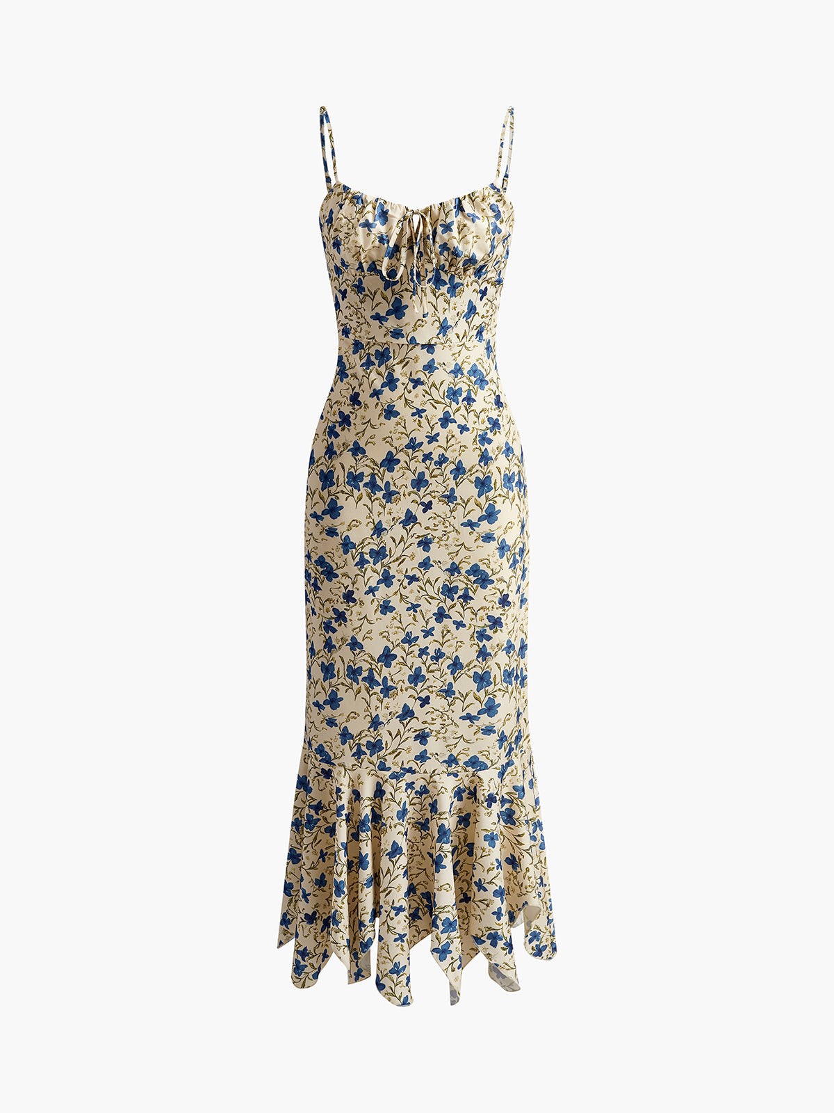 Dress in Chiffon — Floral Spaghetti Strap Open Back Bodycon Maxi with Ruched Bust for Summer