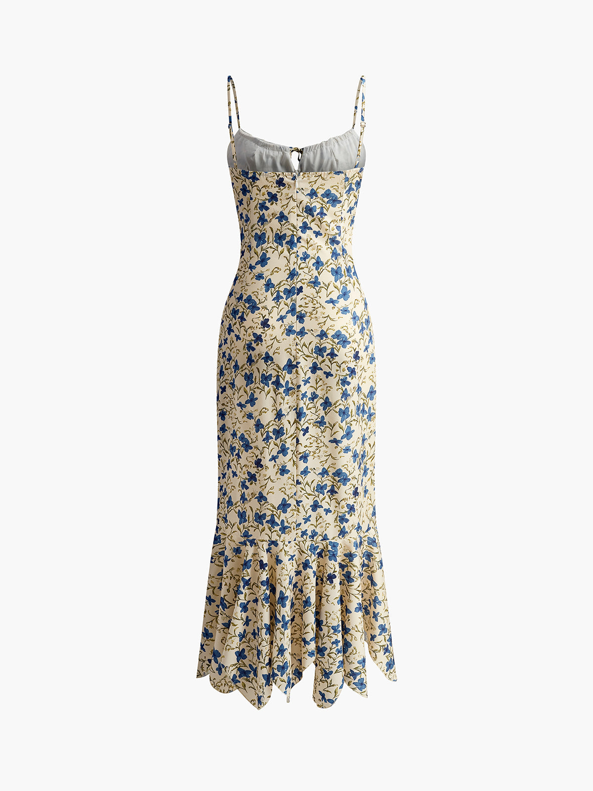 Dress in Chiffon — Floral Spaghetti Strap Open Back Bodycon Maxi with Ruched Bust for Summer