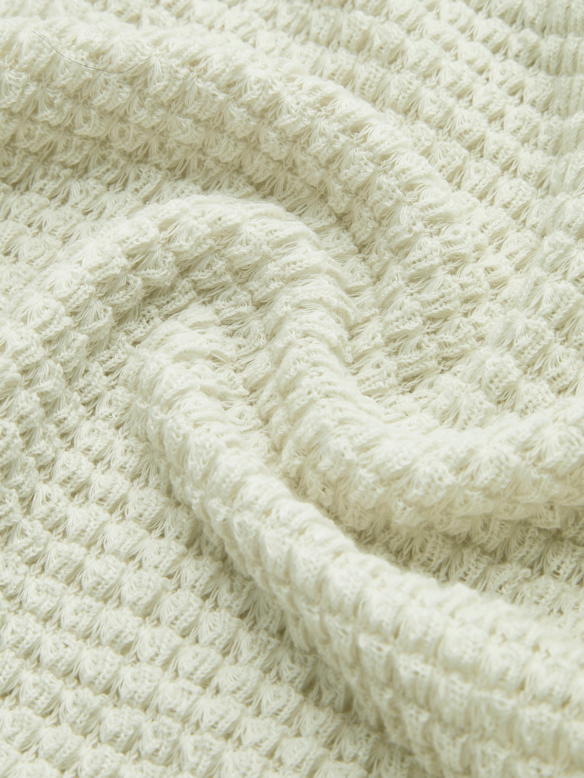 Top in Waffle Knit — Long Sleeve Slim Fit Crop with Ruched Hem for Casual Everyday Style