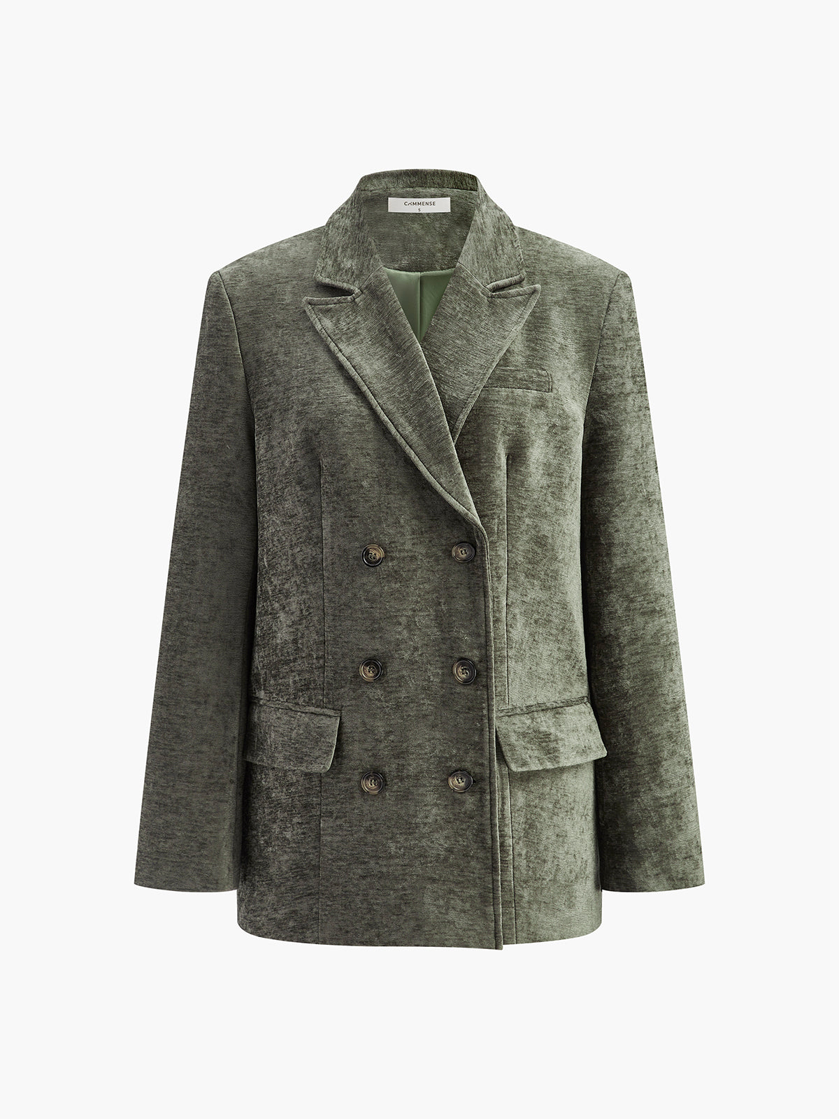 Blazer in Velvet — Double-Breasted Oversized Fit with Gold Buttons for Women