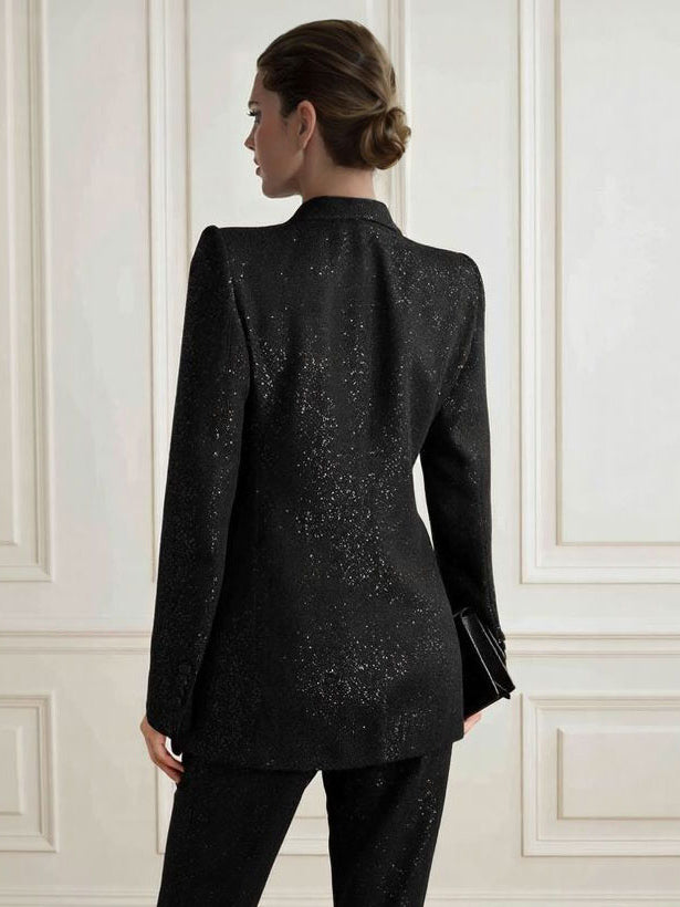 Blazer in Sequin — Slim Fit Structured Shoulder for Evening and Party Wear for Women