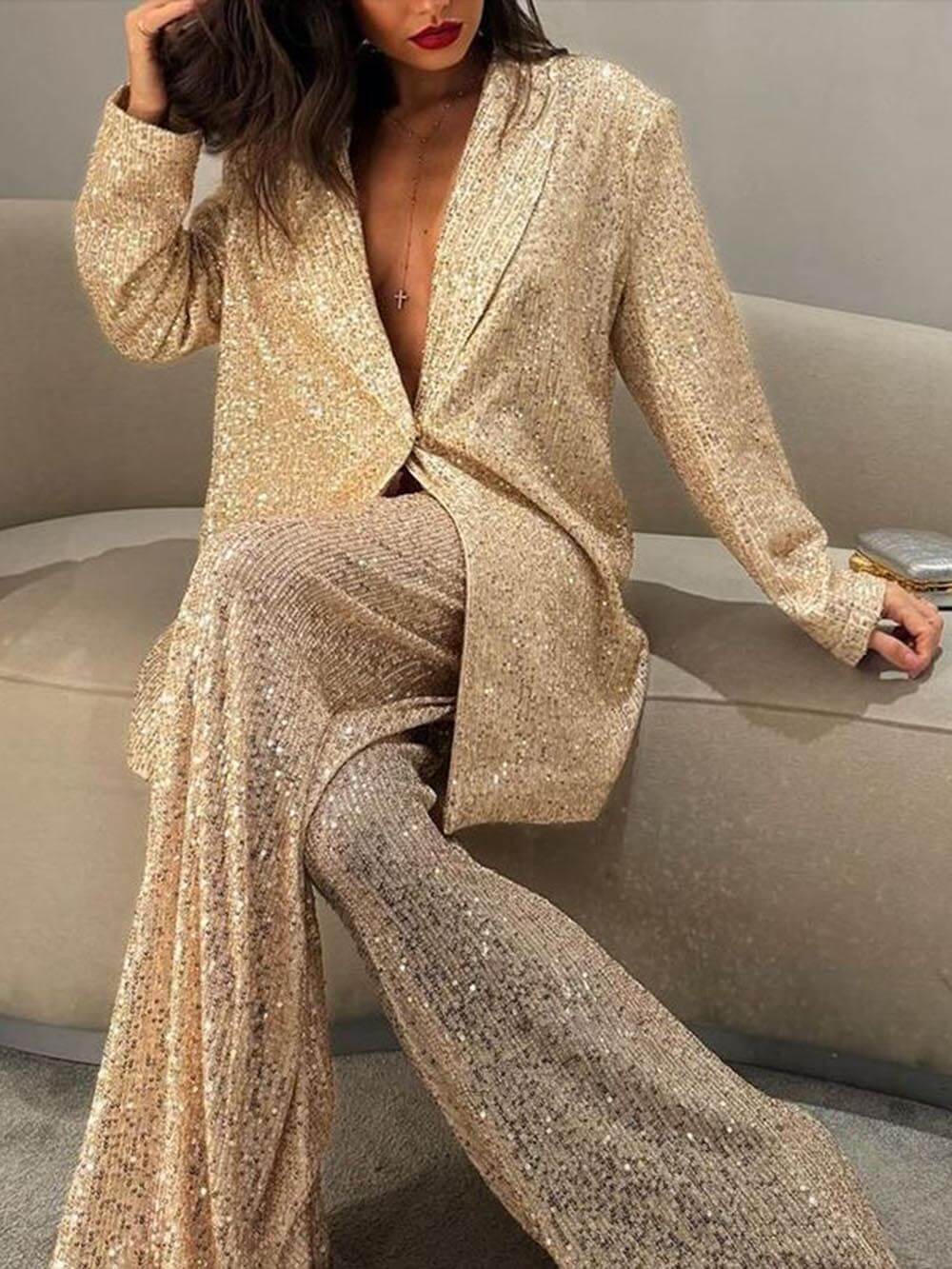 Blazer in Sequin — Longline Oversized Relaxed Fit for Evening and Party Wear for Women