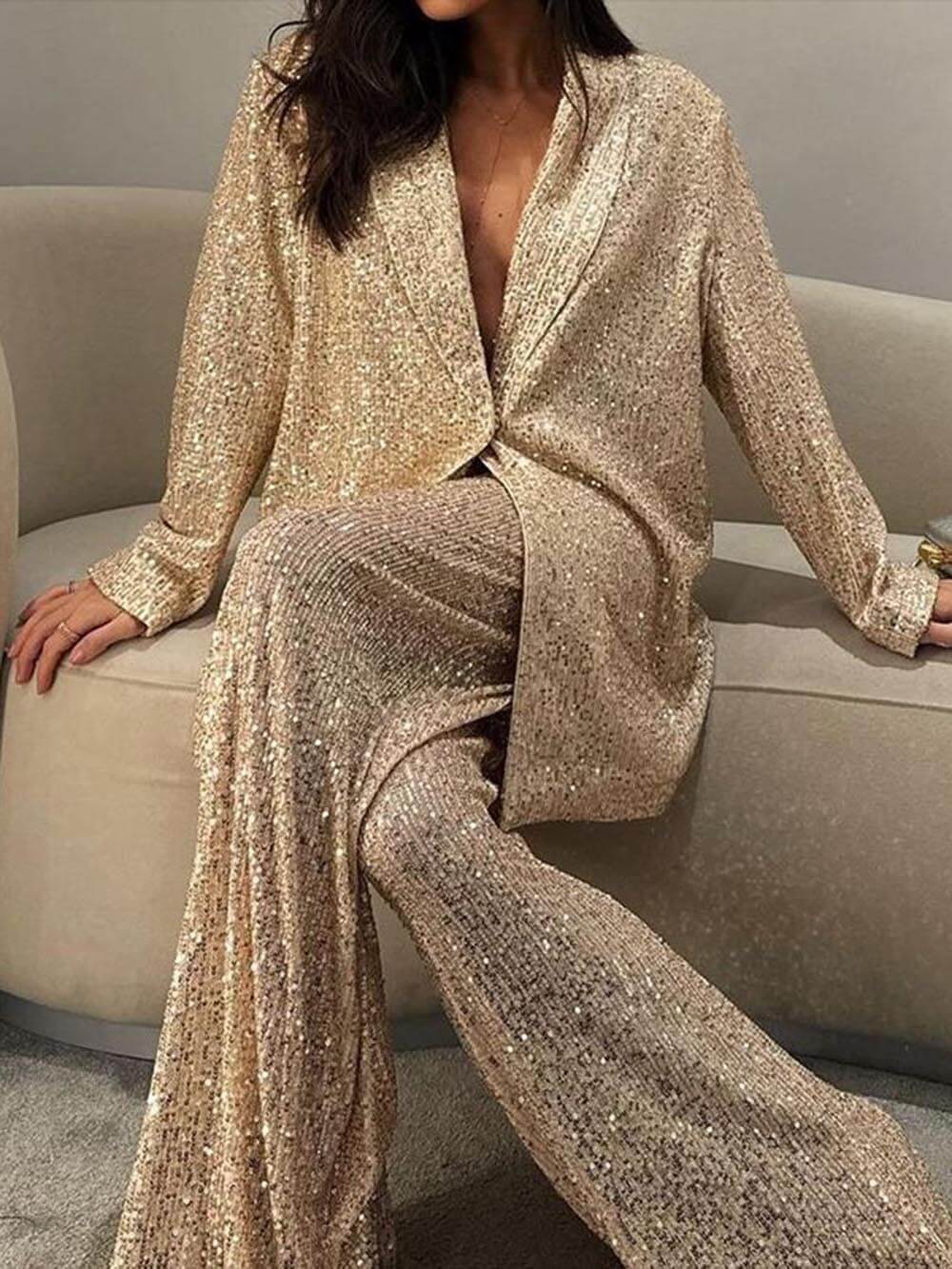 Blazer in Sequin — Longline Oversized Relaxed Fit for Evening and Party Wear for Women