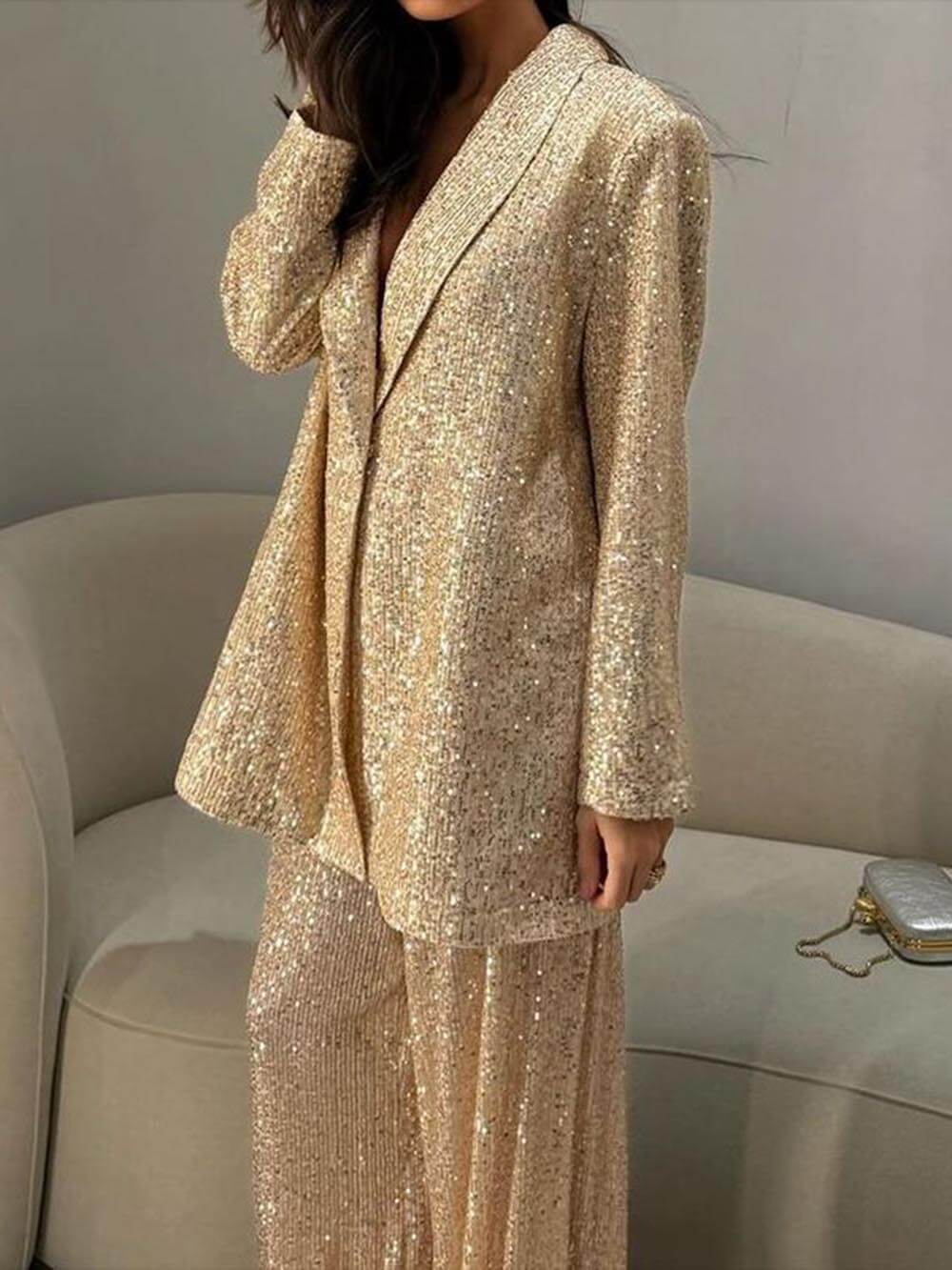 Blazer in Sequin — Longline Oversized Relaxed Fit for Evening and Party Wear for Women