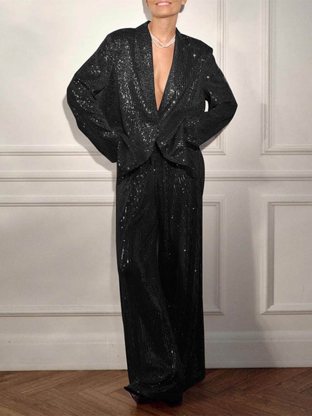Blazer in Sequin — Longline Oversized Relaxed Fit for Evening and Party Wear for Women