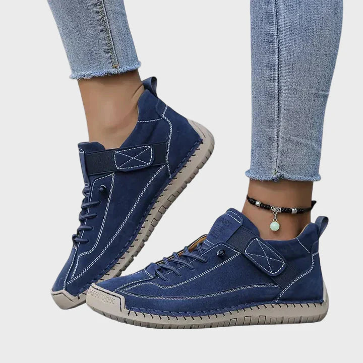 Sneakers in Faux Leather — Casual Lace-Up with Ankle Strap for Everyday Wear