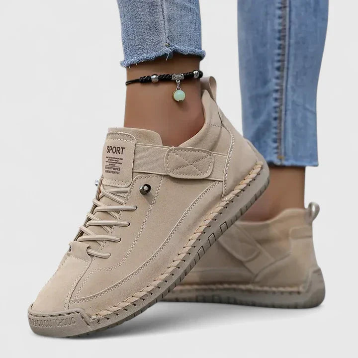Sneakers in Faux Leather — Casual Lace-Up with Ankle Strap for Everyday Wear