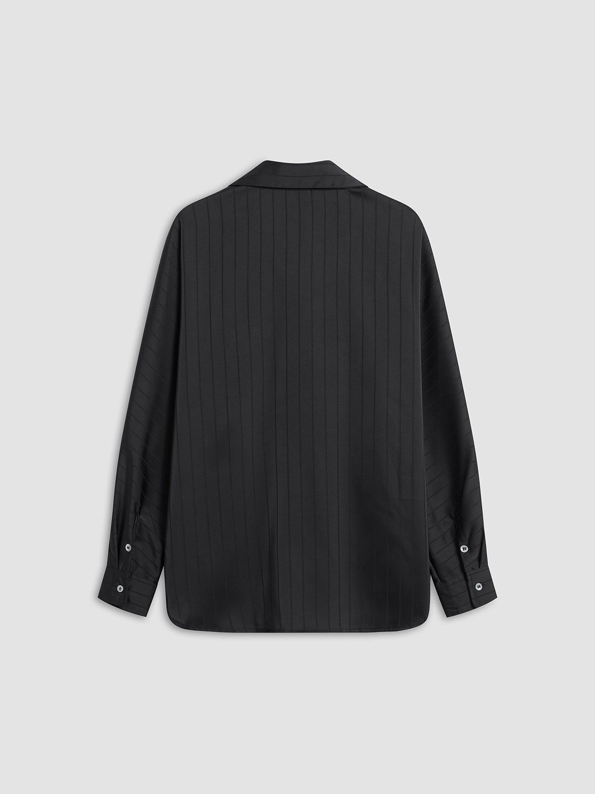 Blouse in Satin — Oversized Long Sleeve Button Down with Tonal Stripe for Elegant Wear