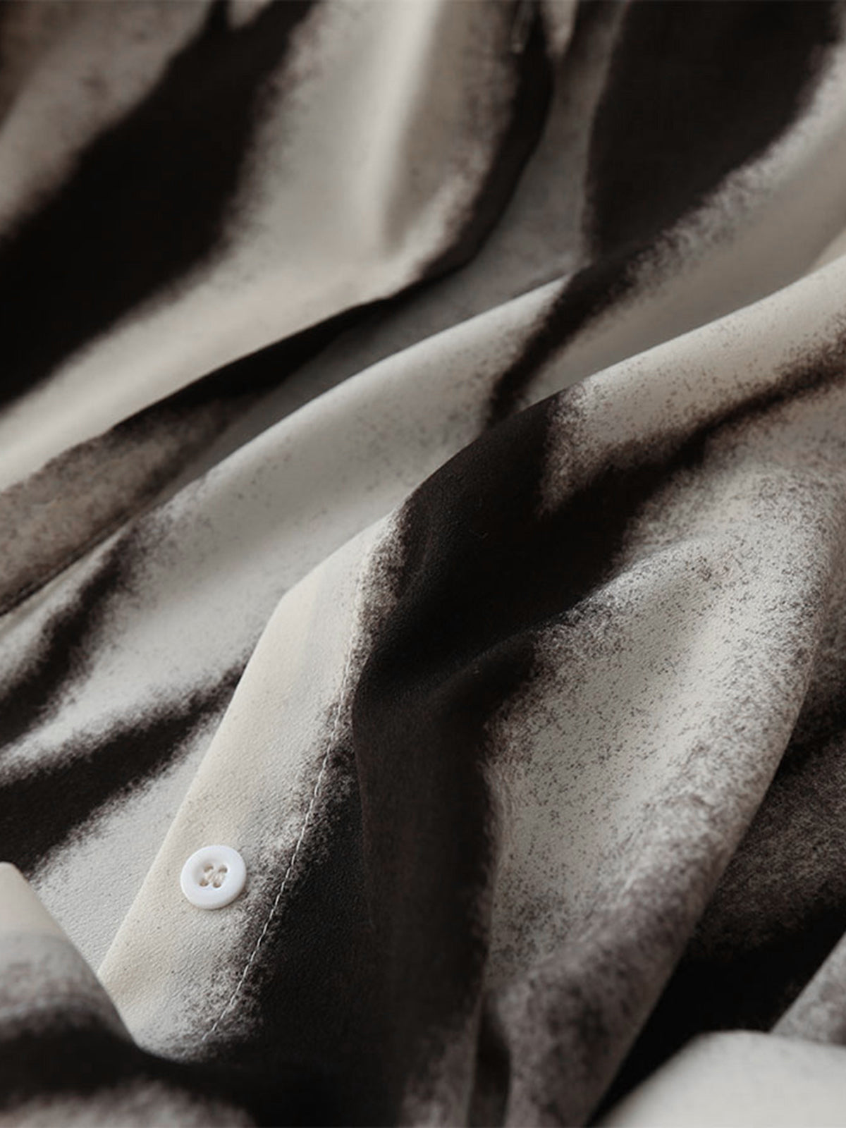 Blouse in Satin — Abstract Ink Print Long Sleeve Oversized Relaxed Fit for Casual and Office Style