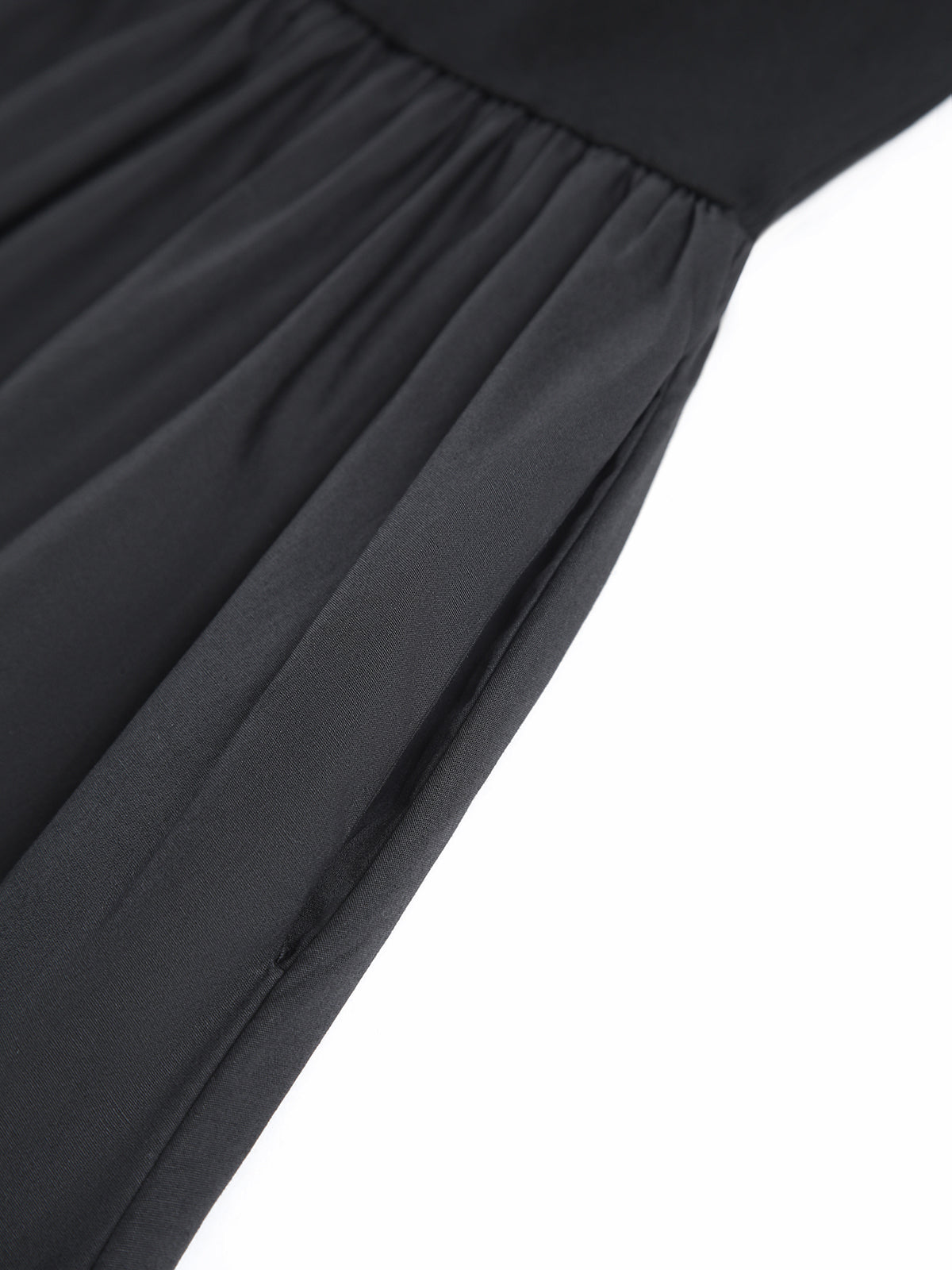 Dress in Cotton — Sleeveless Ribbed Bodice Midi with Full Gathered Skirt and Pockets