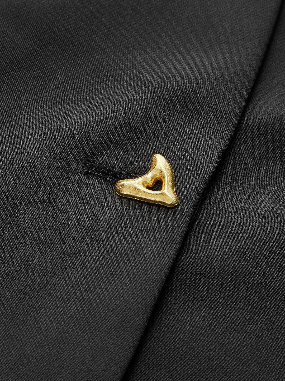 Blouse in Crepe — V Neck Cap Sleeve with Asymmetric Gold Button for Office Wear