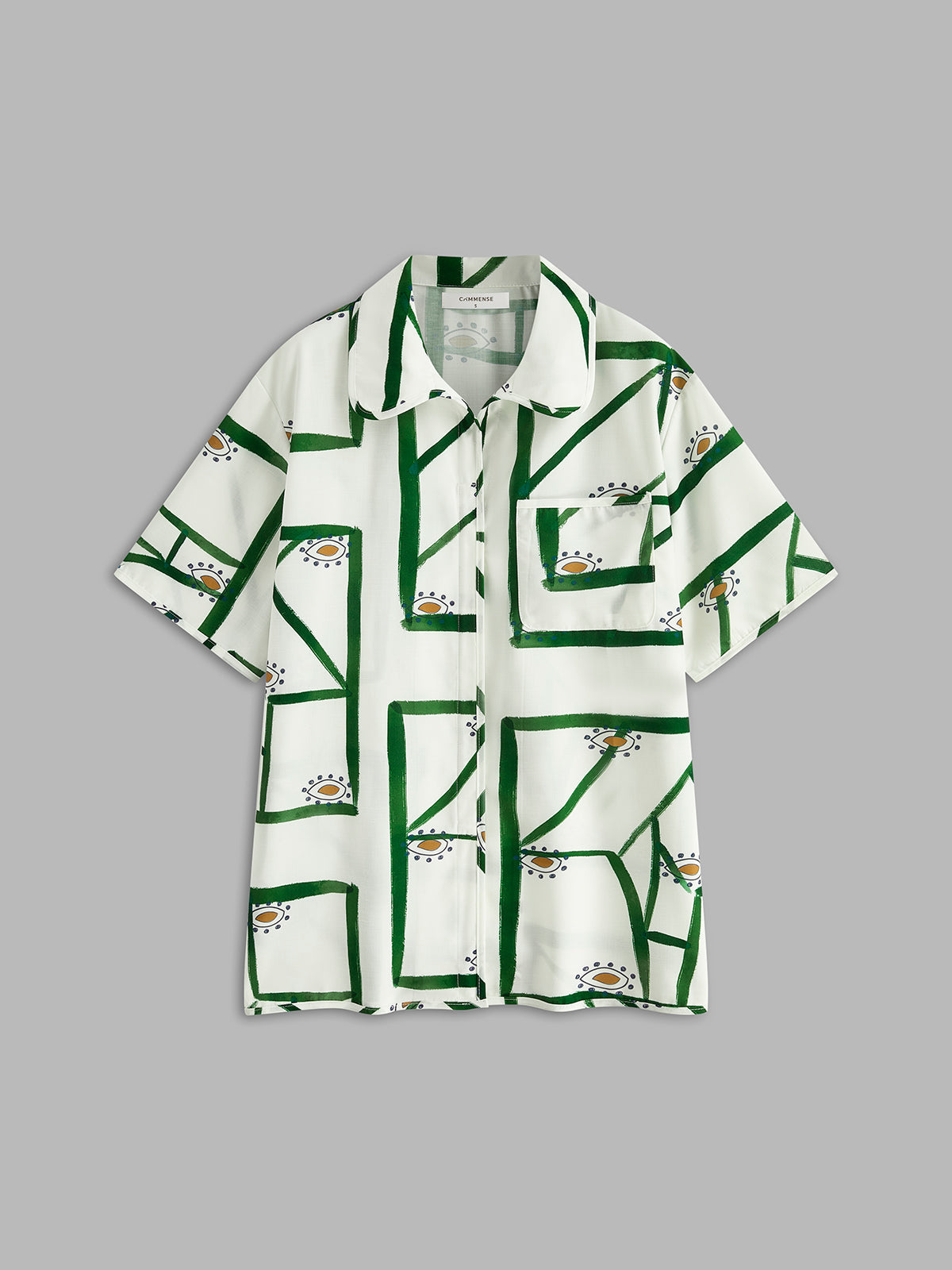 Set in Viscose — Printed Two Piece Matching Short Set for Women with Button Shirt