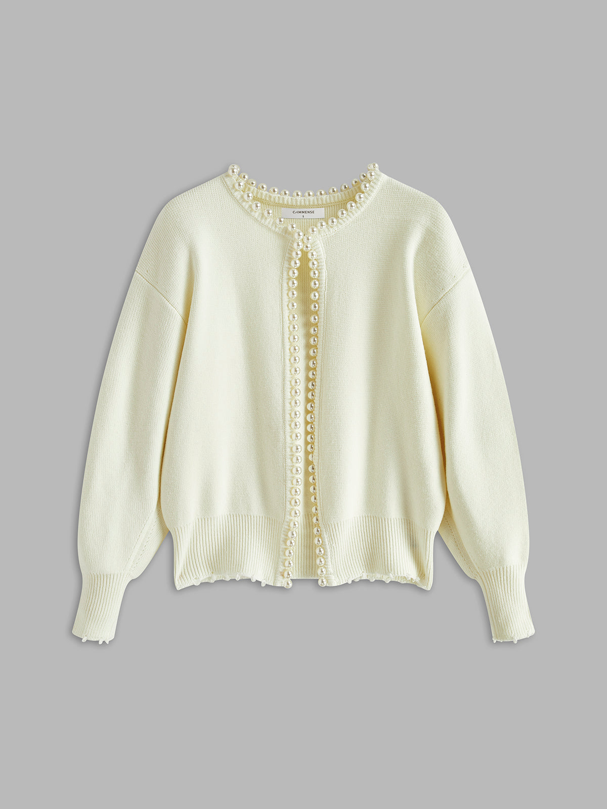 Cardigan in Soft Knit — Open Front Pearl Trim with Relaxed Fit for Women