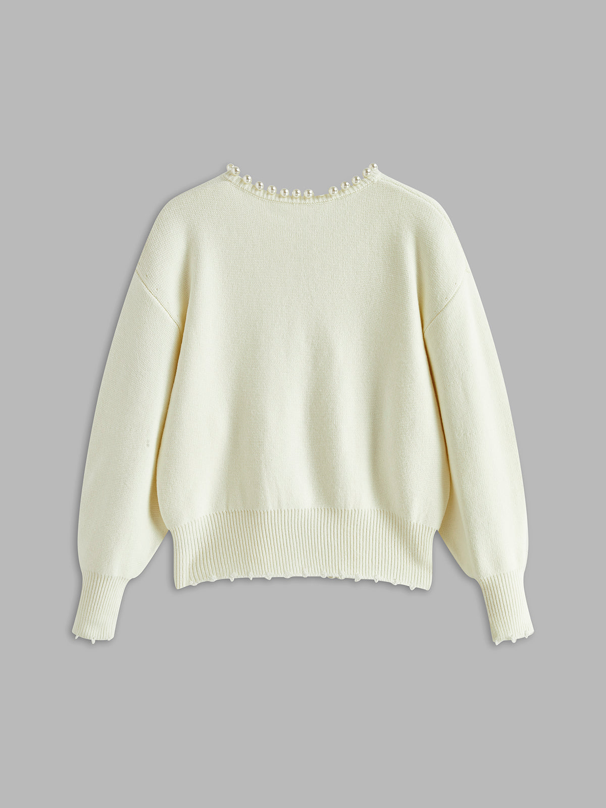 Cardigan in Soft Knit — Open Front Pearl Trim with Relaxed Fit for Women