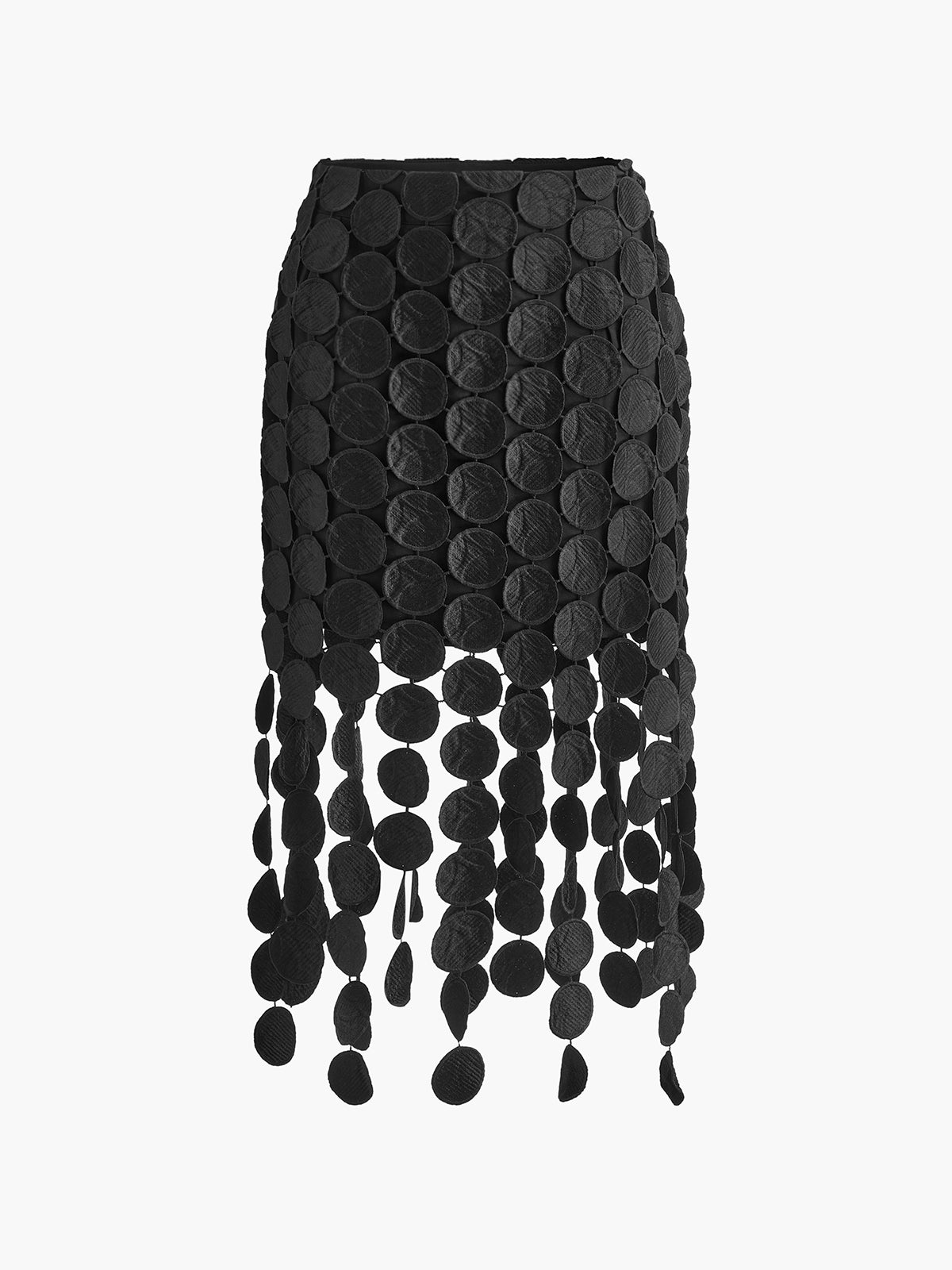 Skirt in Mesh — Midi with Circle Disc Overlay and High Waist for Party Style