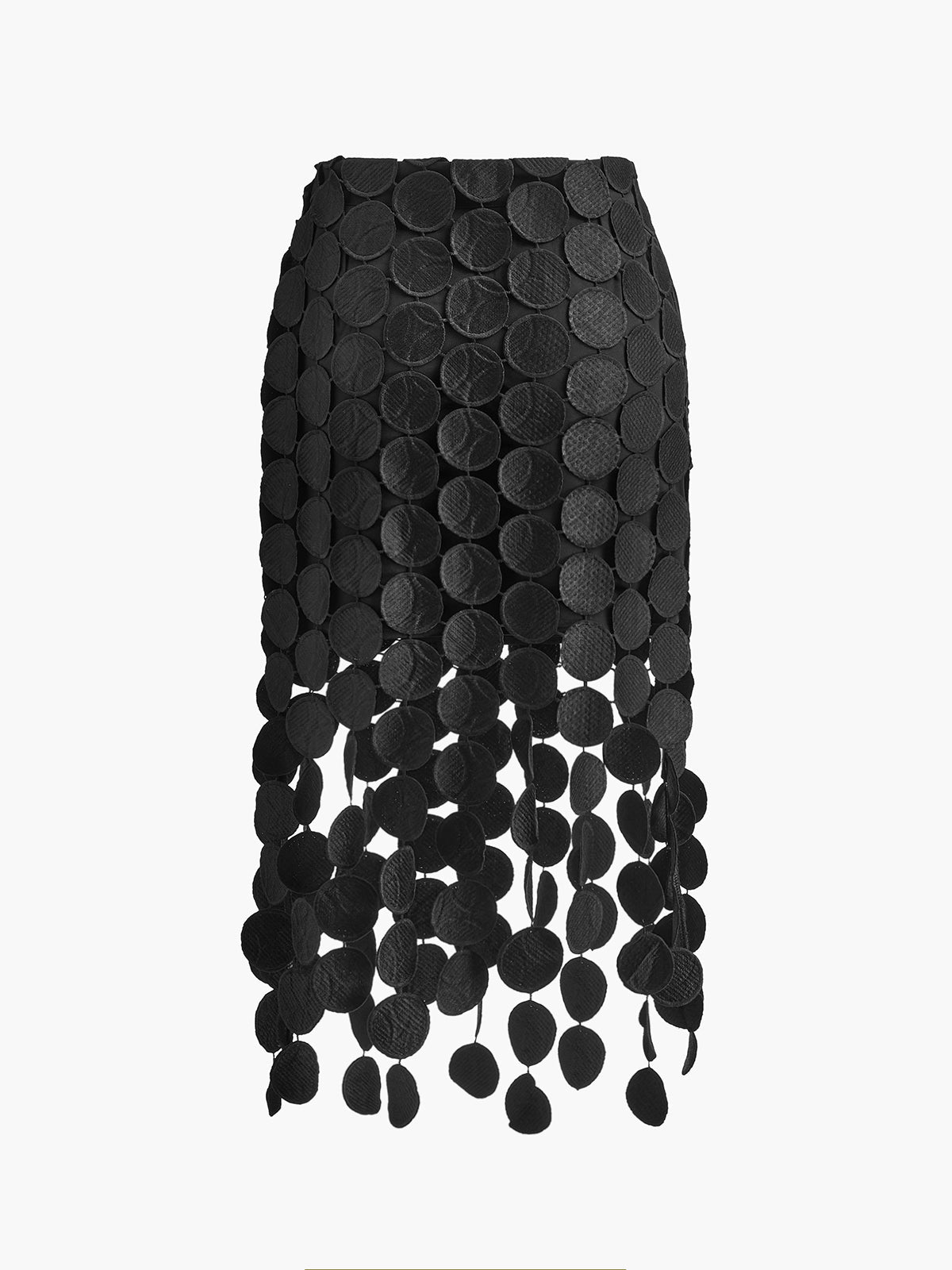 Skirt in Mesh — Midi with Circle Disc Overlay and High Waist for Party Style