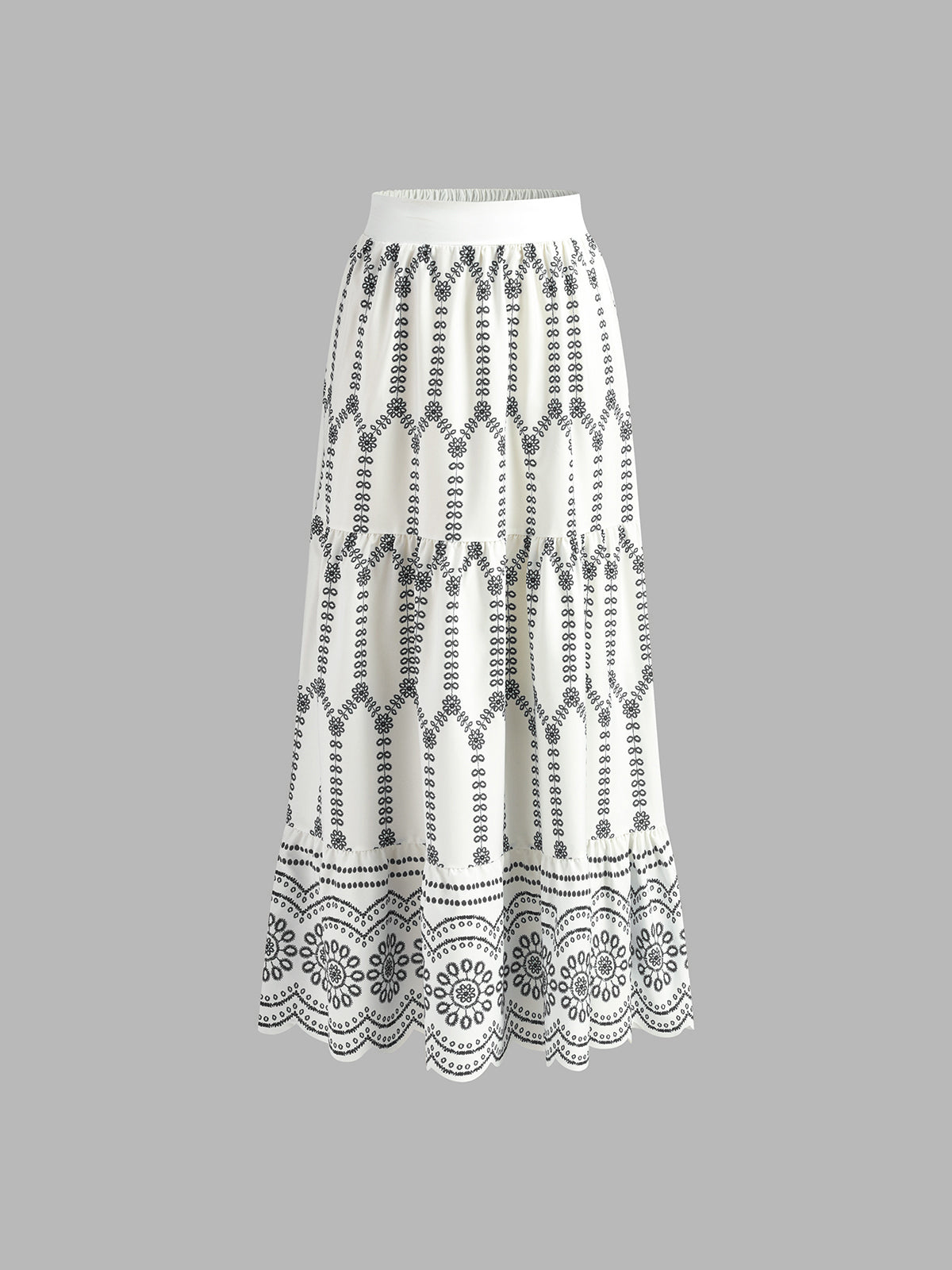 Set in Linen — Embroidered Maxi Skirt and Bustier Crop Top with Floral Detail