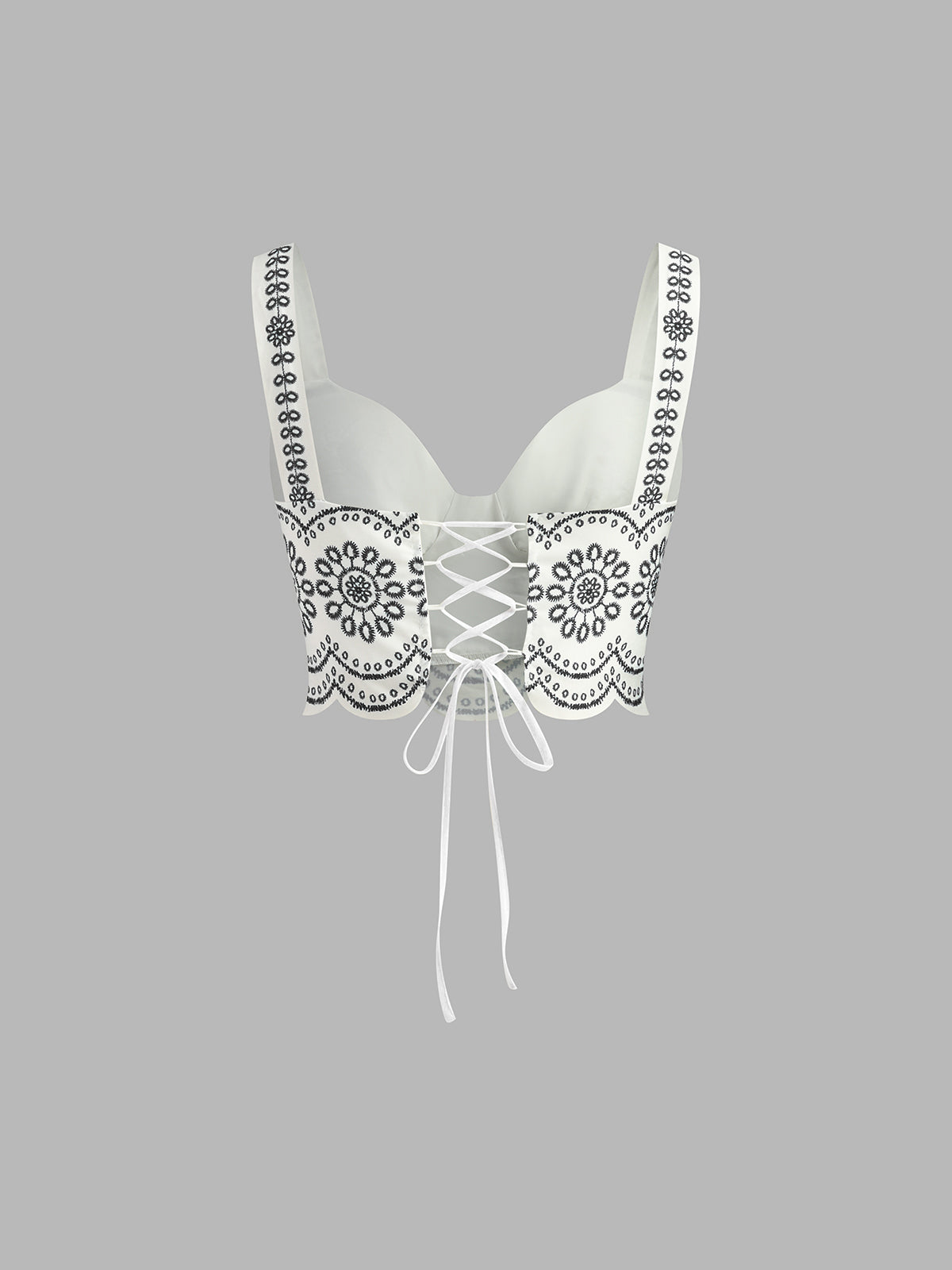 Set in Linen — Embroidered Maxi Skirt and Bustier Crop Top with Floral Detail