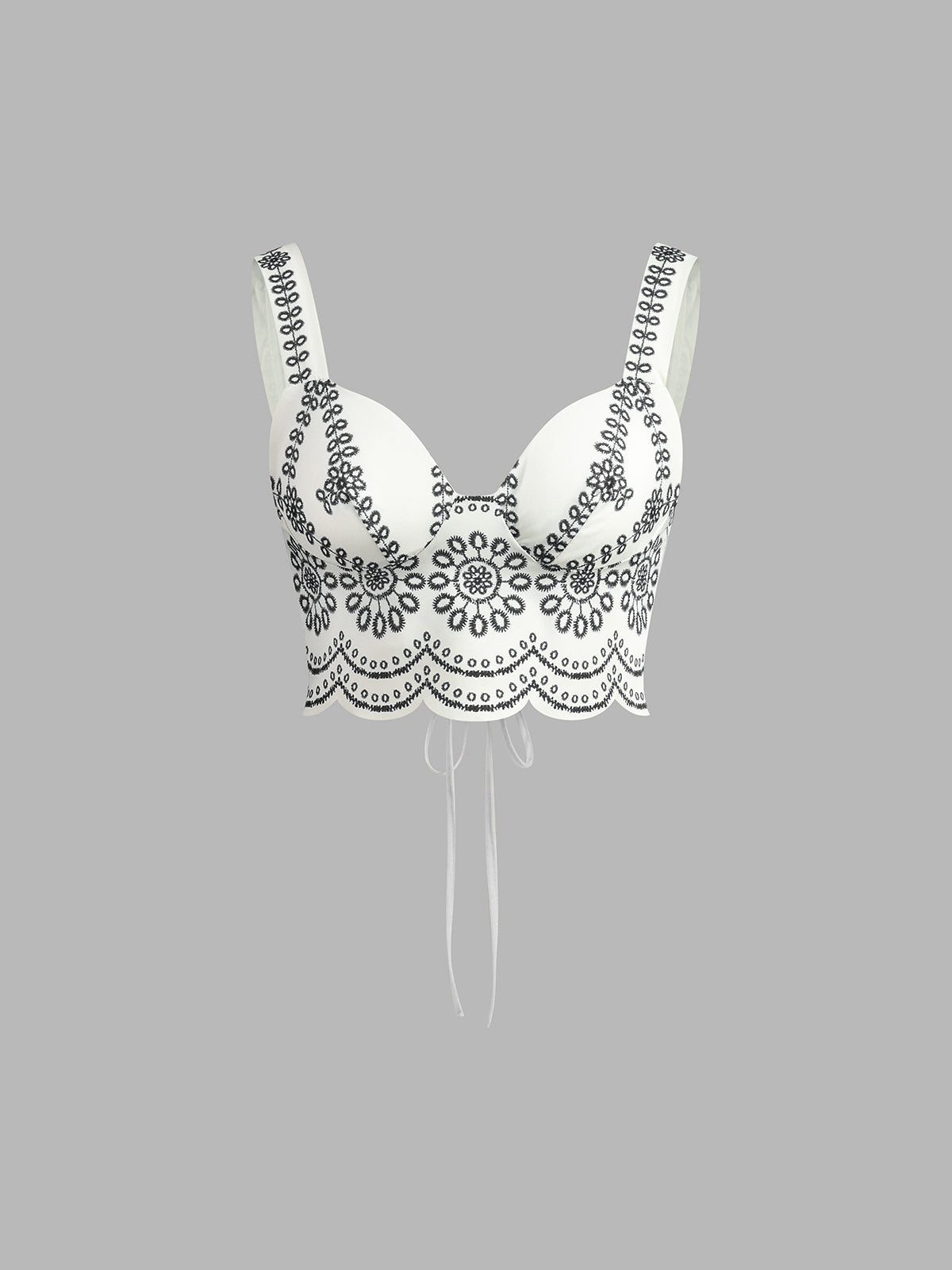 Set in Linen — Embroidered Maxi Skirt and Bustier Crop Top with Floral Detail