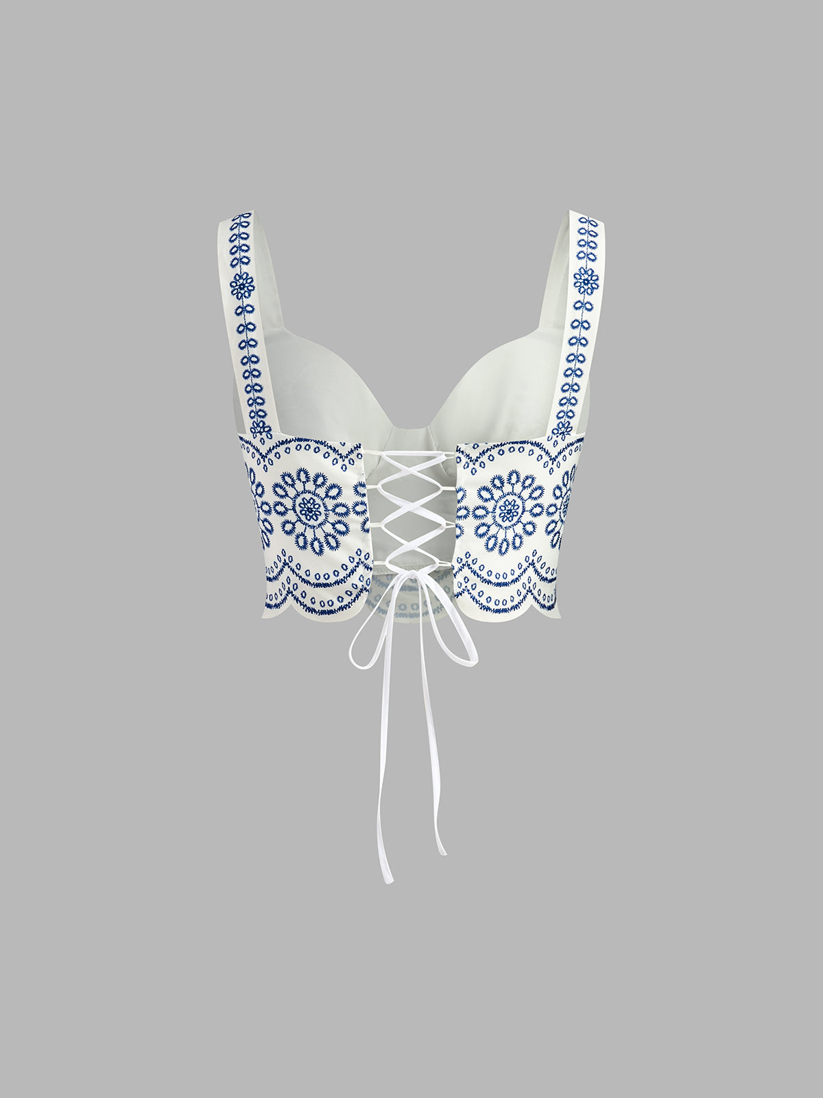Set in Linen — Embroidered Maxi Skirt and Bustier Crop Top with Floral Detail
