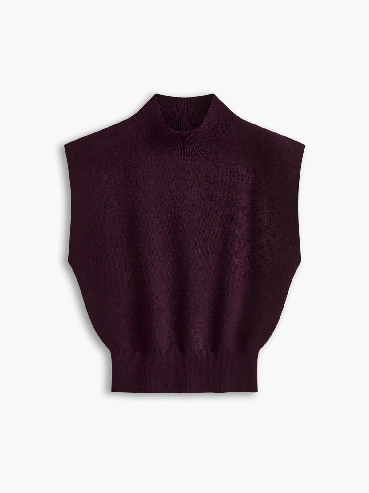 Top in Viscose Knit — Sleeveless Mock Neck with Padded Shoulders for Elegant Everyday Style