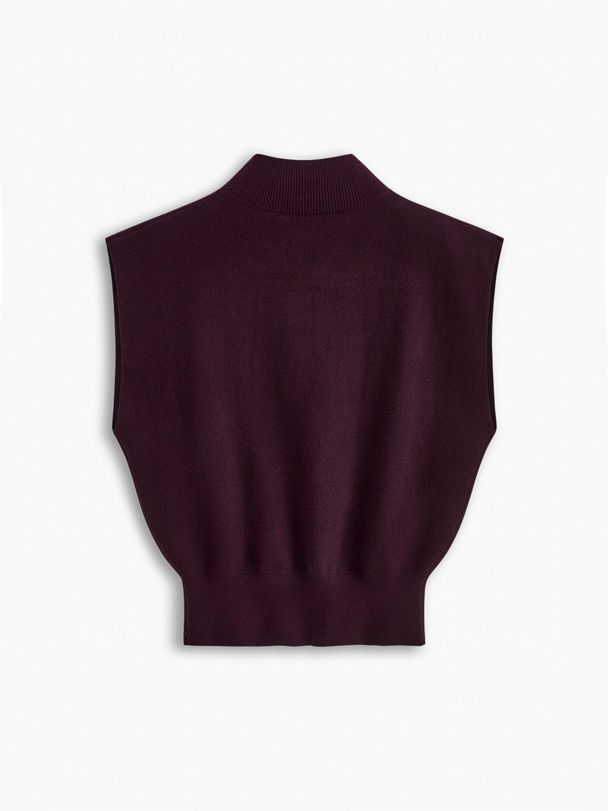 Top in Viscose Knit — Sleeveless Mock Neck with Padded Shoulders for Elegant Everyday Style