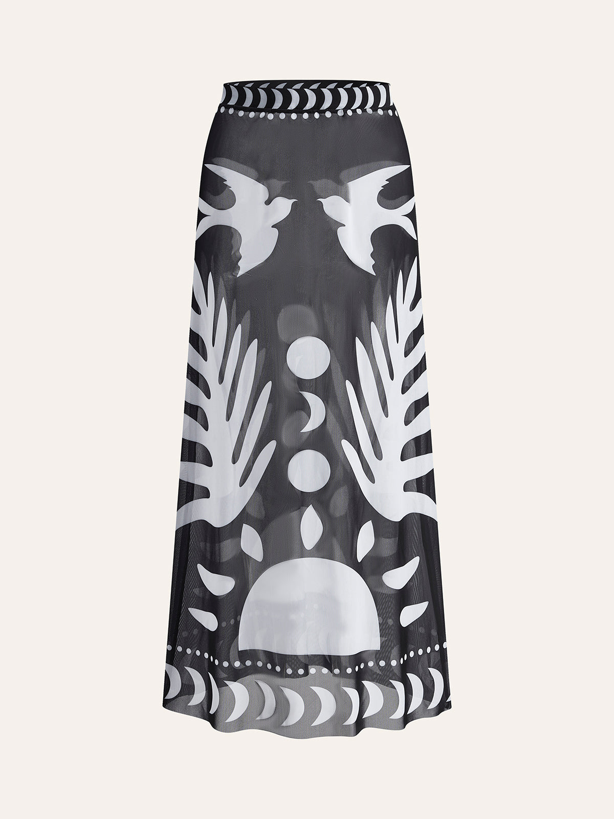 Skirt in Chiffon Maxi — Sheer Abstract Tropical Print for Boho Summer and Resort Wear