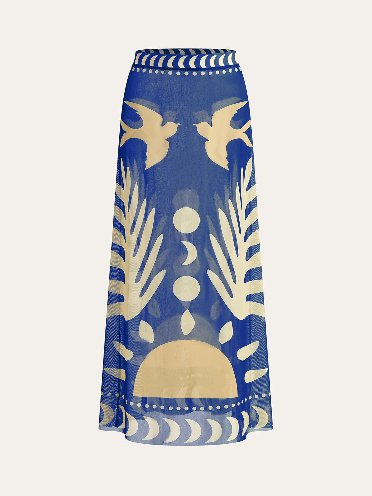 Skirt in Chiffon Maxi — Sheer Abstract Tropical Print for Boho Summer and Resort Wear