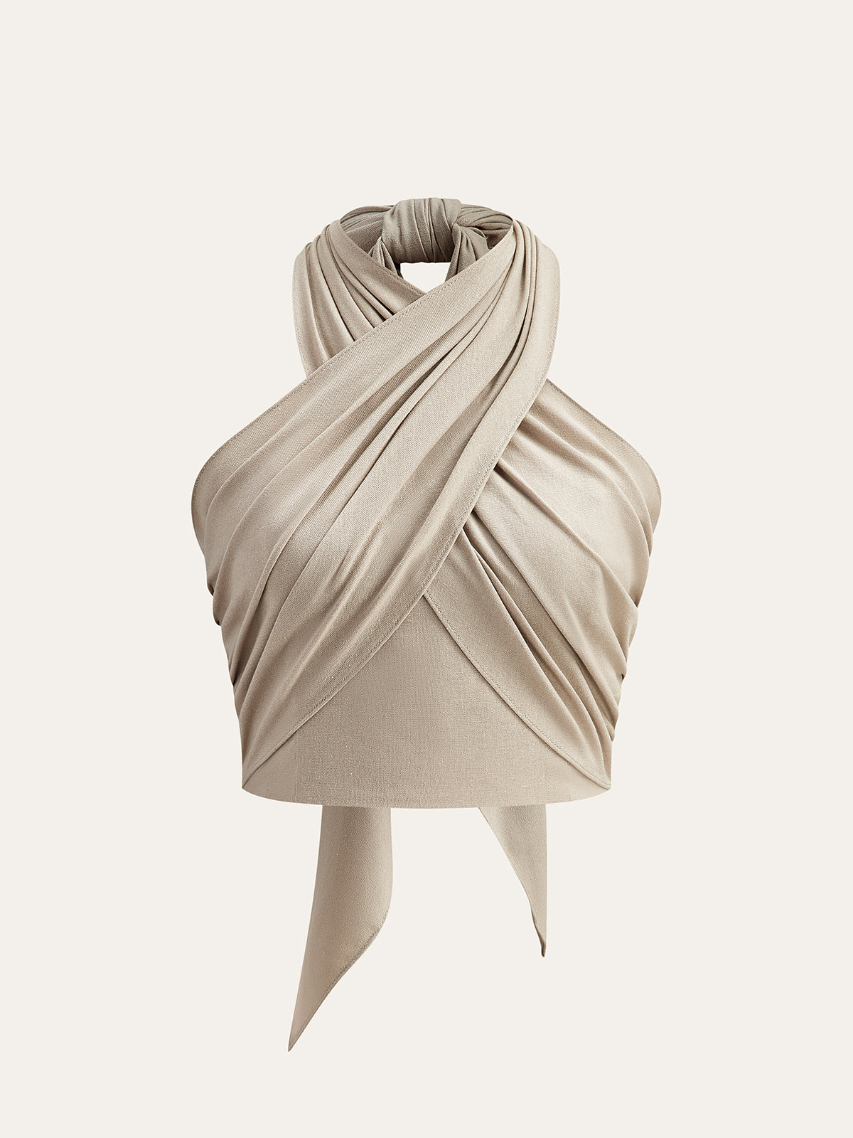 Top in Cotton — Crop Halter Neck with Cross Wrap and Open Back for Summer