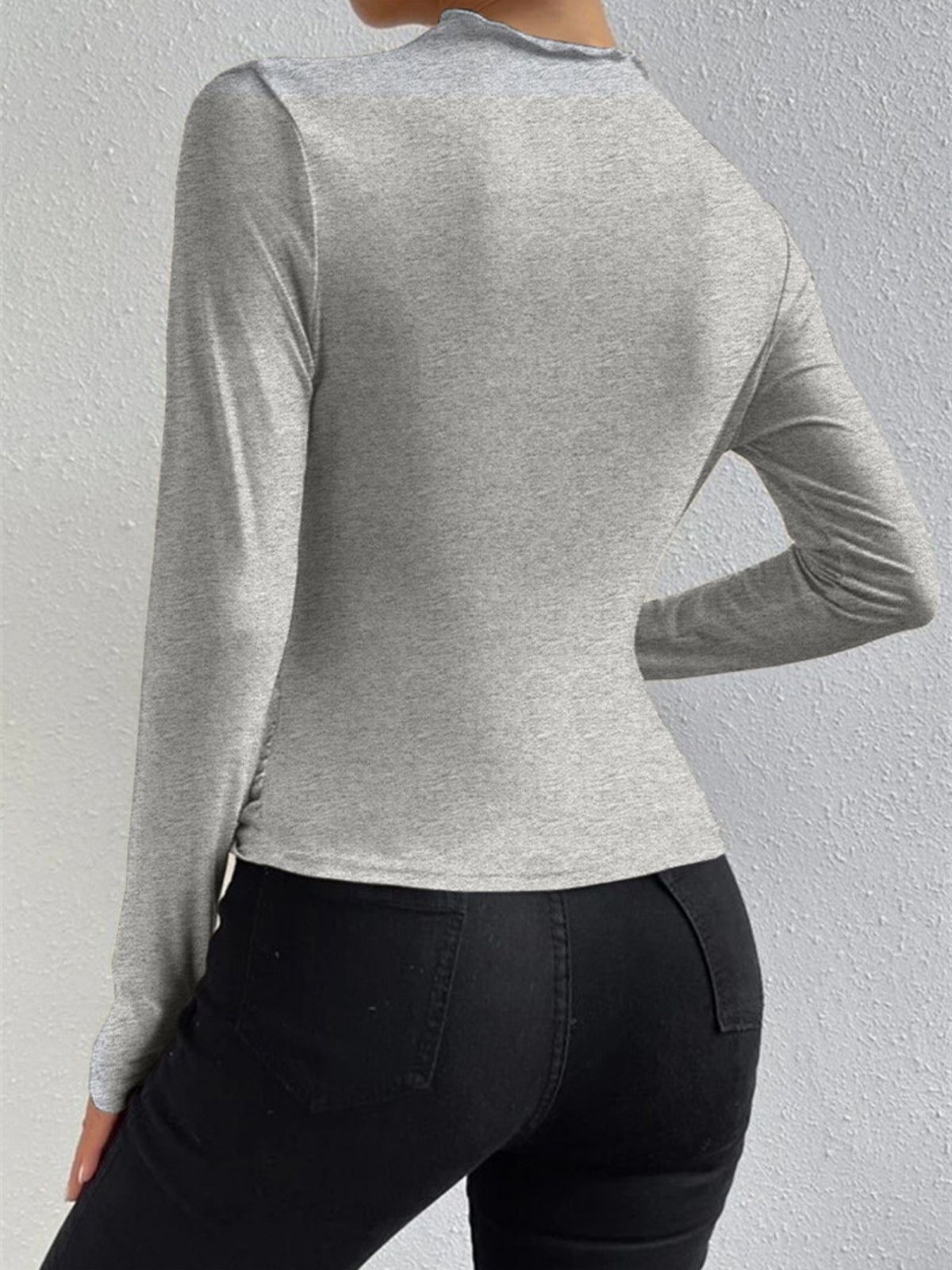 Top in Viscose — Asymmetric Draped Neckline with Ruched Side for Fitted Bodycon Style