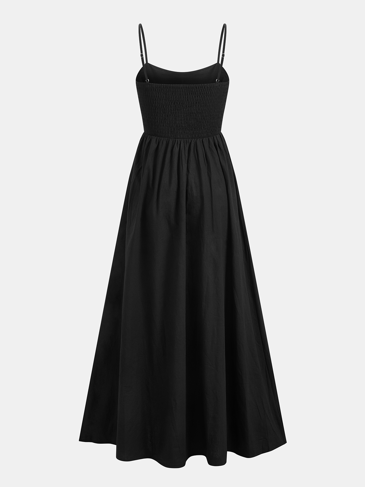 Dress in Linen — Spaghetti Strap Cutout Waist A-Line Maxi with Pockets for Summer
