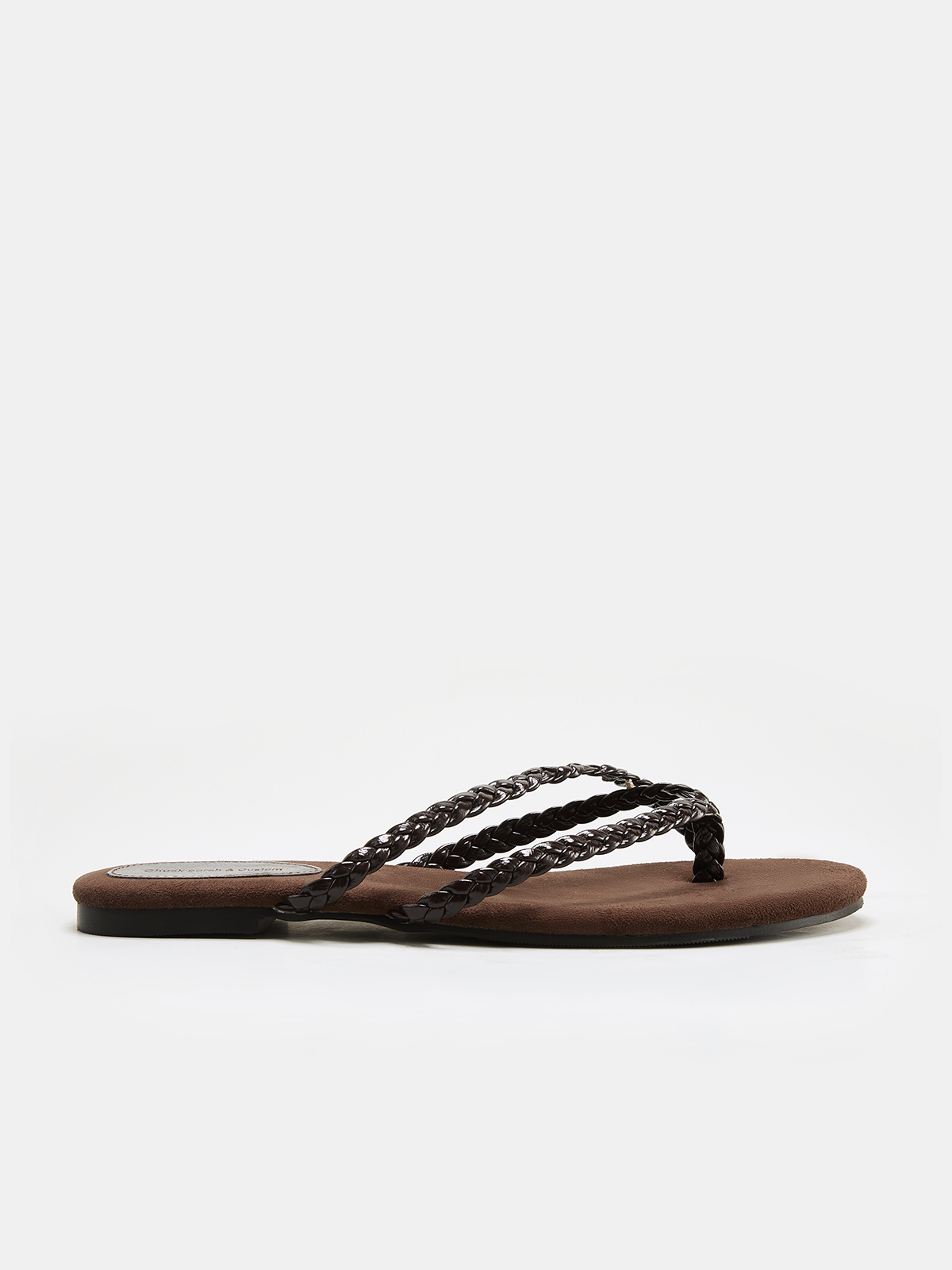 Flip Flops | Braided Strappy Detail | Suede Footbed Toe Post Flat