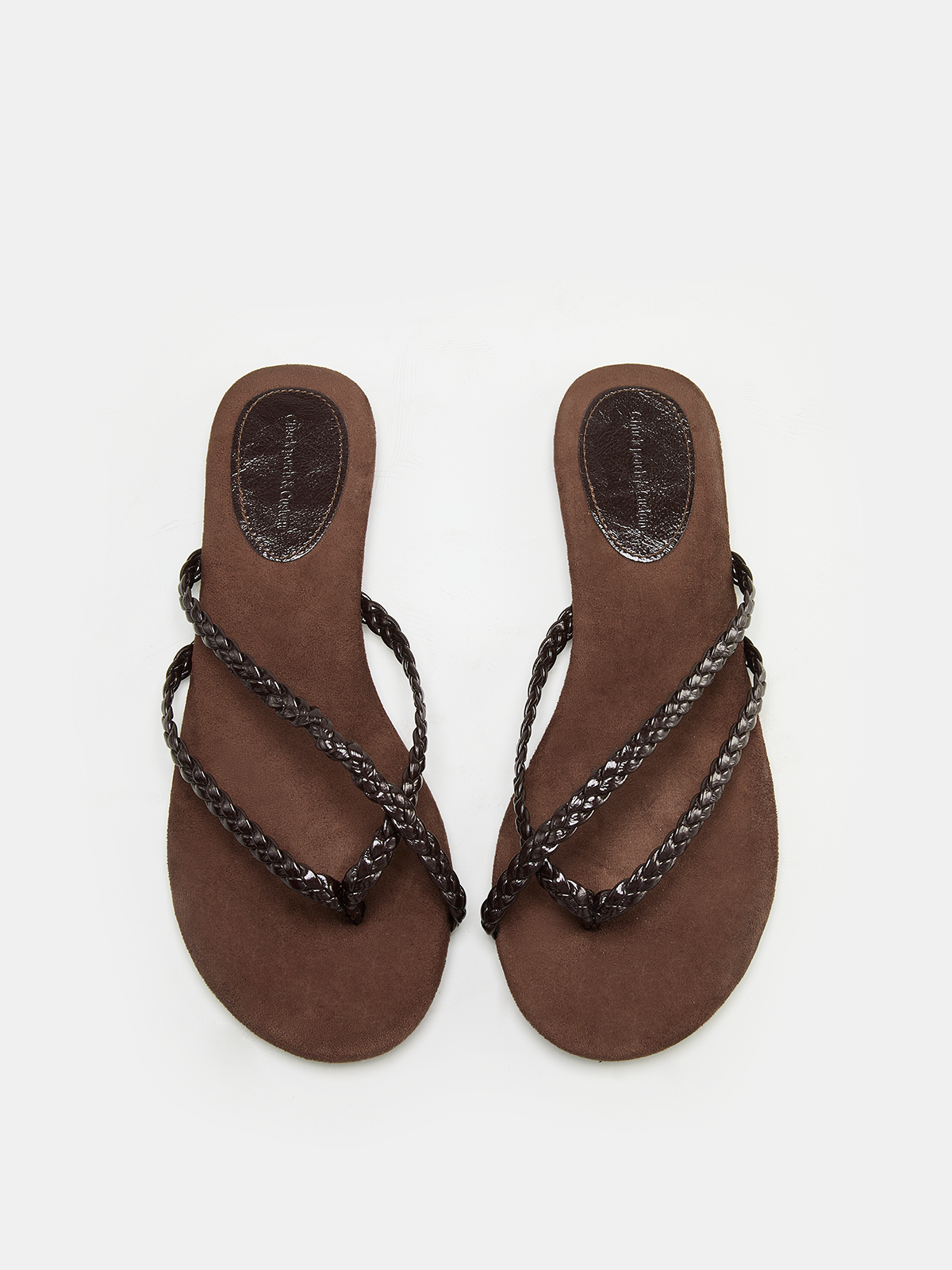 Flip Flops | Braided Strappy Detail | Suede Footbed Toe Post Flat