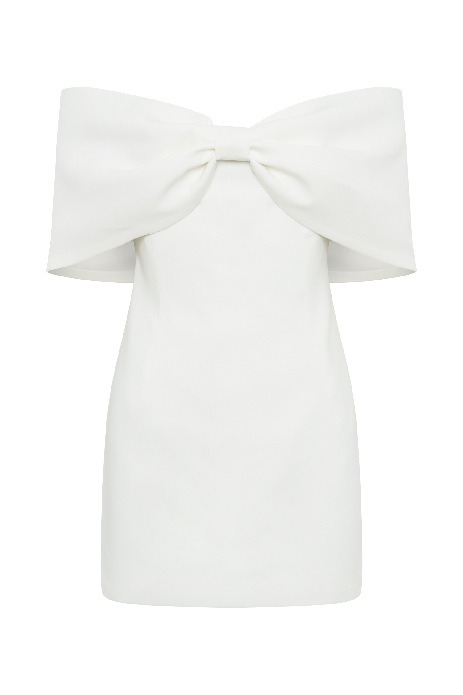 Dress in Satin Mini — Off Shoulder Bodycon with Bow Detail for Bridal and Party