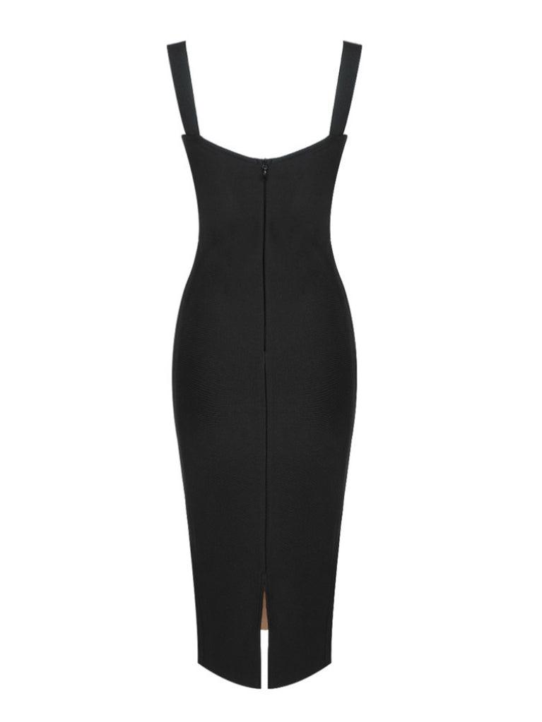 Dress in Lace — Sweetheart Corset Bodycon Midi with Wide Straps for Evening