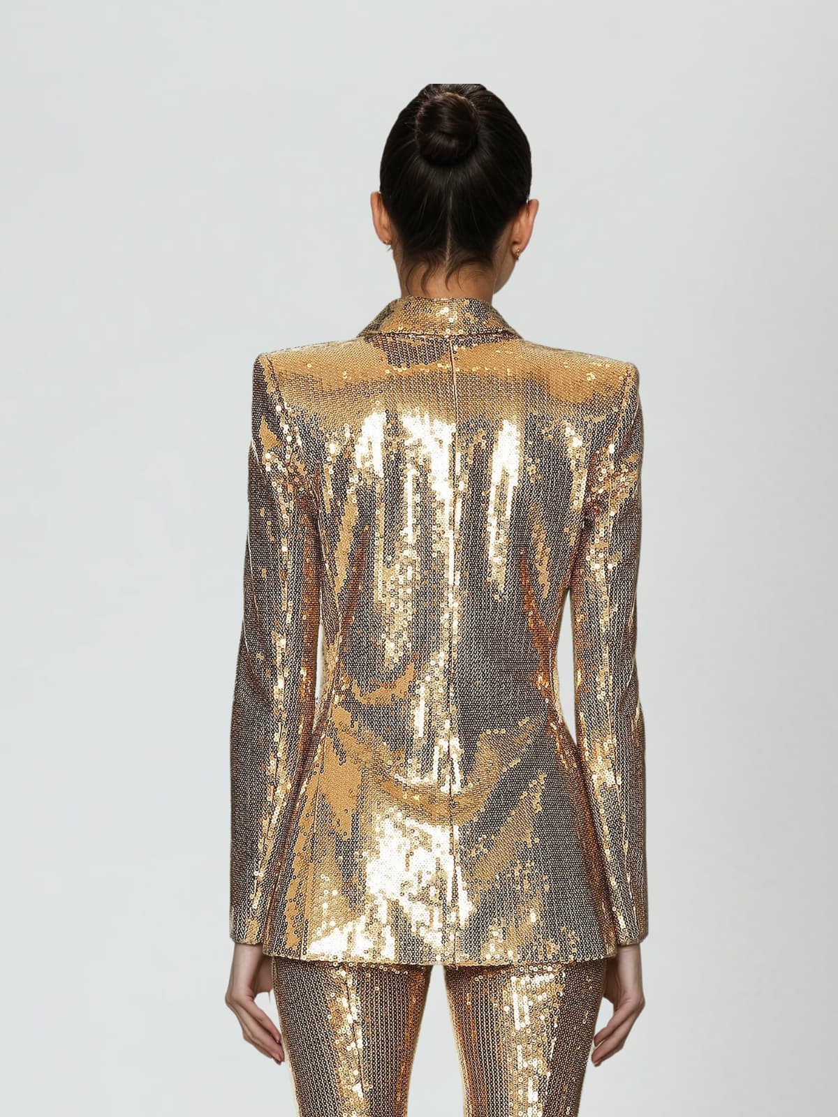 Set in Sequin — Tailored Blazer and Flare Trousers Suit for Women with Evening Style