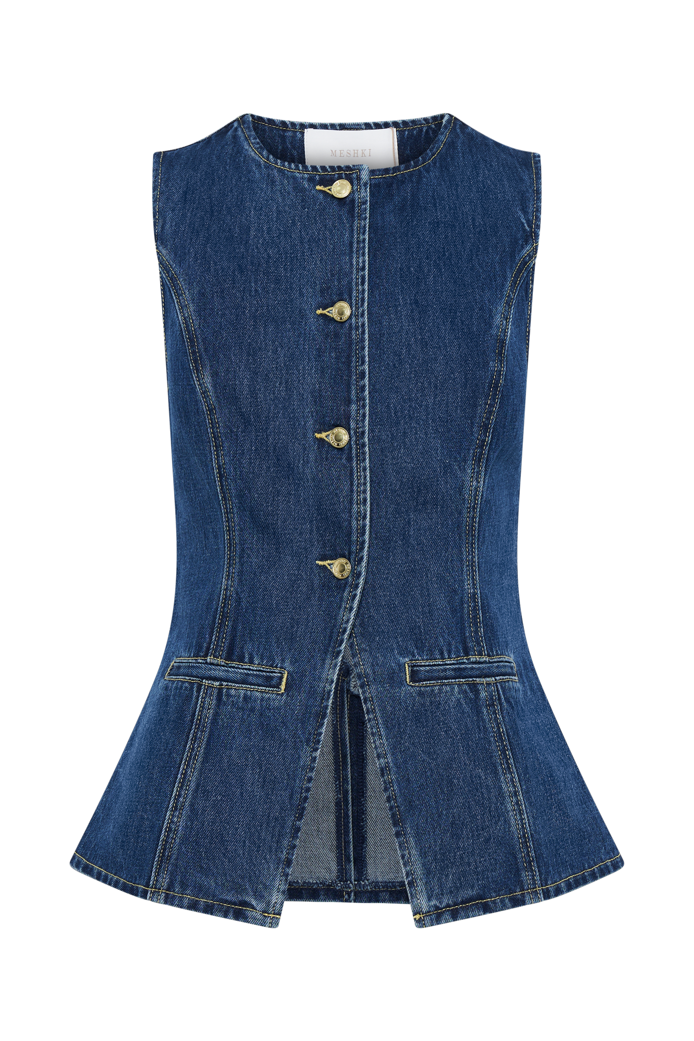 Denim Vest & Shorts Set — Tailored Sleeveless Vest with High Waist Wide Leg Shorts for Women