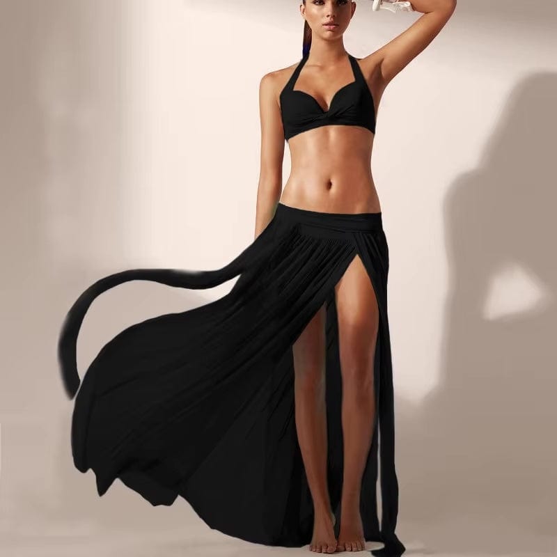 Skirt in Chiffon — Draped Wrap Maxi with High Slit for Beach Cover Up and Resort Style