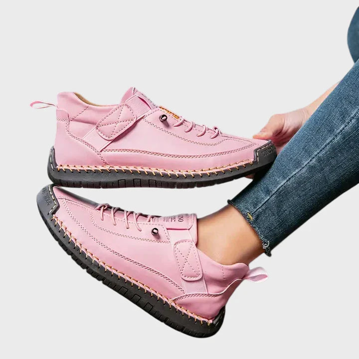 Sneakers in Faux Leather — Casual Lace-Up with Ankle Strap for Everyday Wear